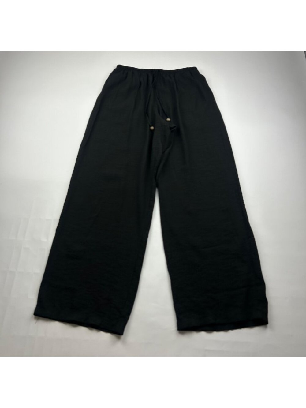 Zara Black Crinkle Wide Leg Lounge Pant M